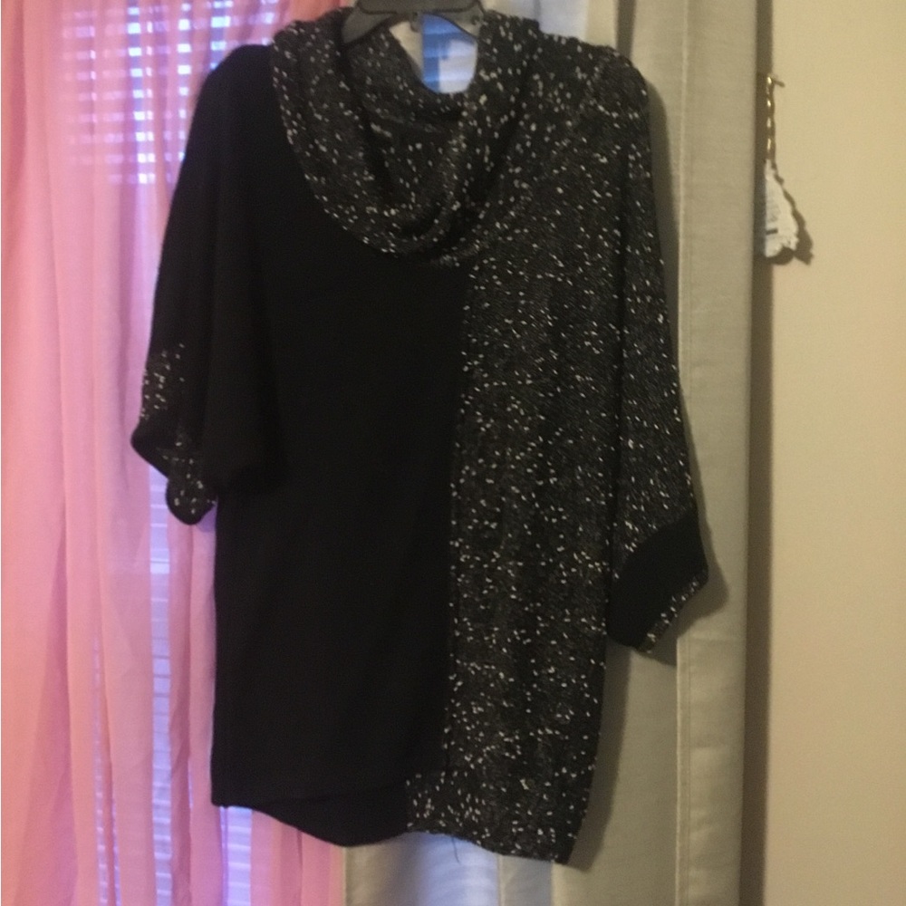 Style & Co Black and Gray Cowl Neck Sweater